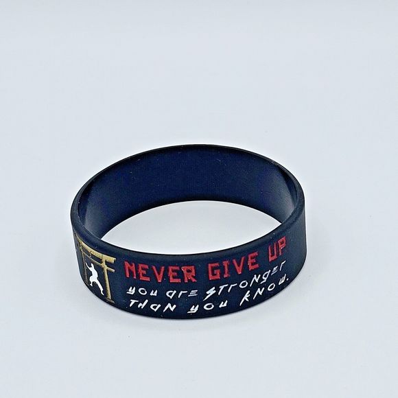 Martial Arts Bracelet Wrist Band Motivational Inspiration Black Silicone Rubber - Picture 4 of 9